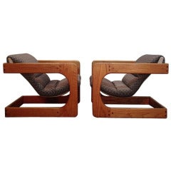 Pair of Cantilevered Lounge Chairs by Lou Hodges