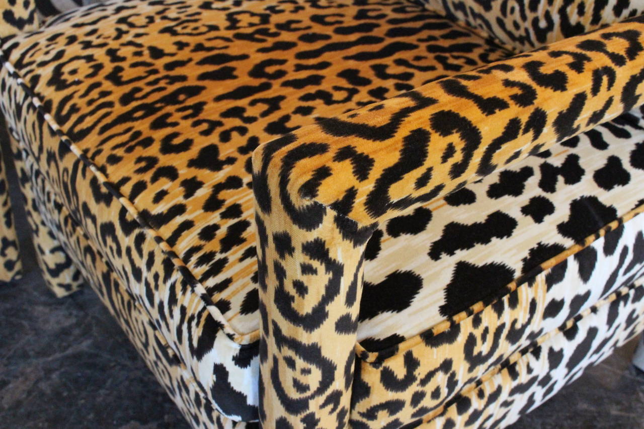 Pair of Leopard Parson Chairs in the Style of Milo Baughman, Custom 7