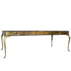 Acid Etched Brass Coffee Table by Bernard Rohne for Mastercraft