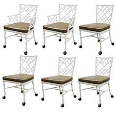 Set of Six Aluminum Faux Bamboo Chairs in Style of Phyllis Morris