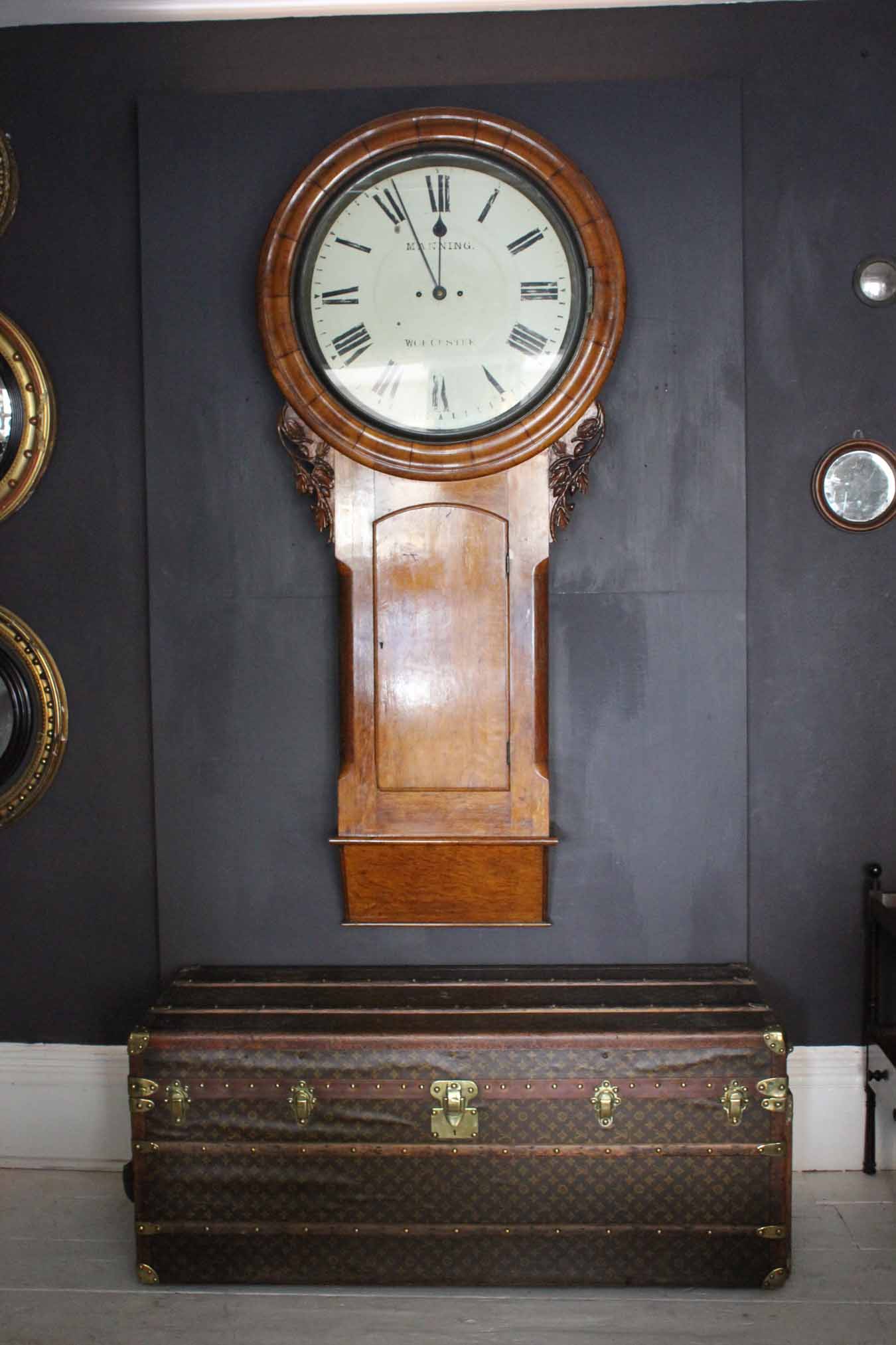 Huge Oak Casted Victorian Wall Clock  For Sale
