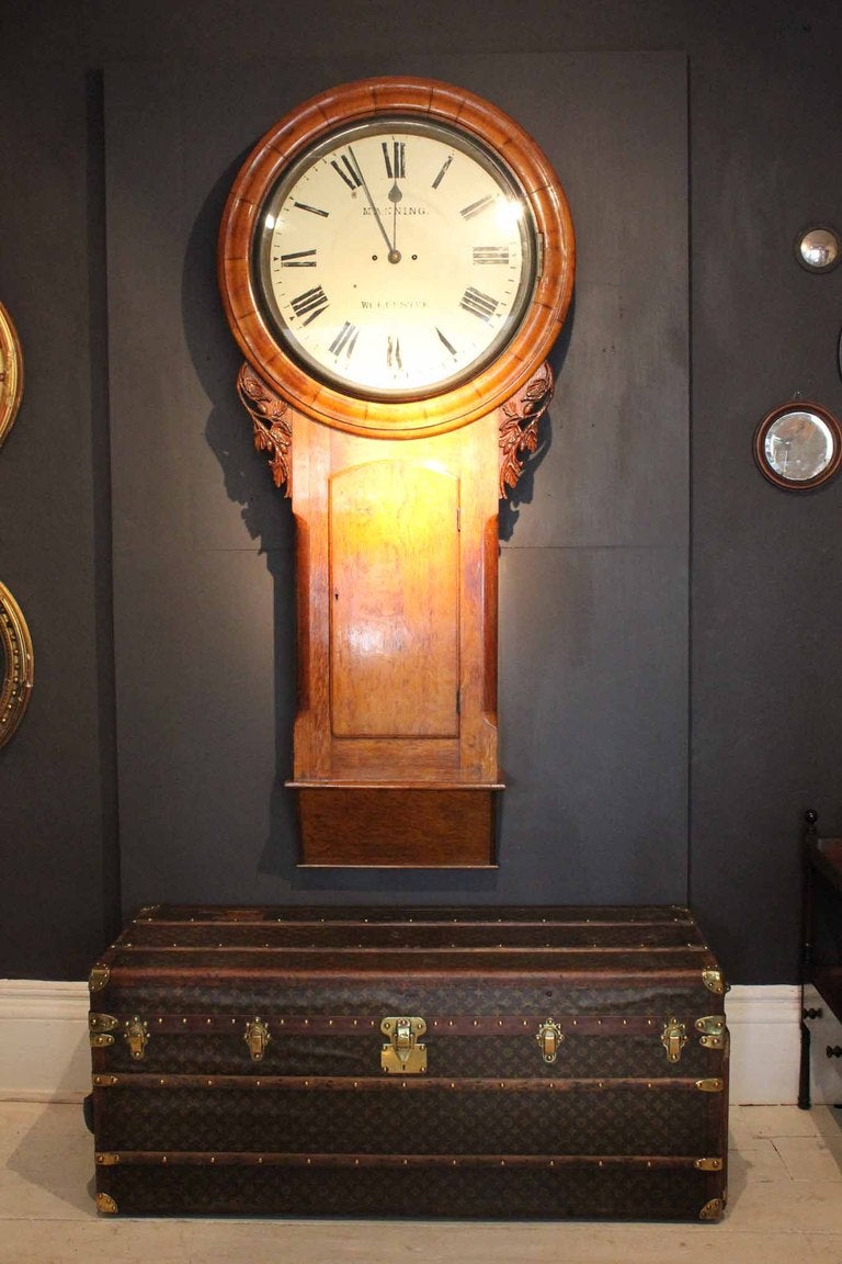 Huge Oak Casted Victorian Wall Clock  For Sale 5
