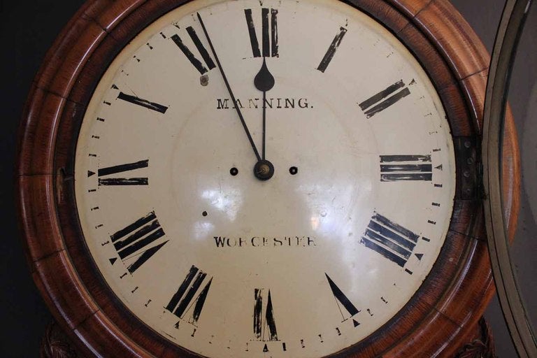 Huge Oak Casted Victorian Wall Clock  For Sale 3