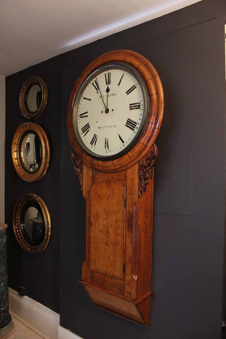 Huge Oak Casted Victorian Wall Clock  For Sale 1