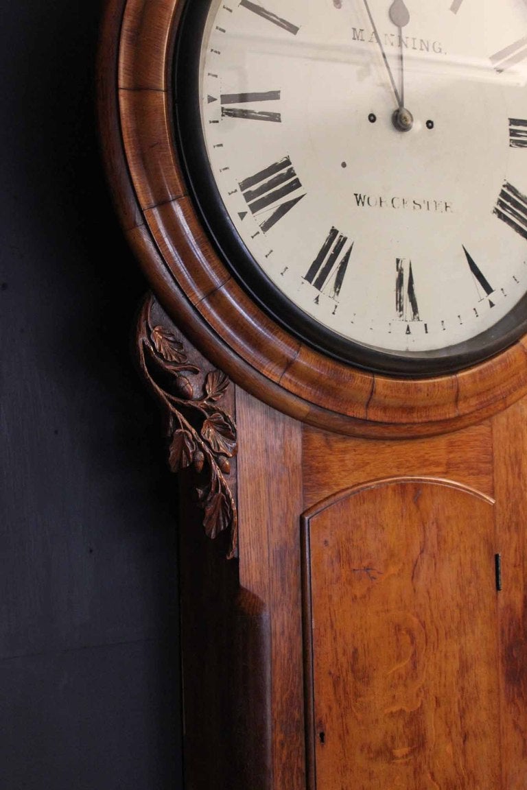 British Huge Oak Casted Victorian Wall Clock  For Sale