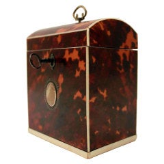 A George III Domed Top Tortoiseshell Tea Caddy