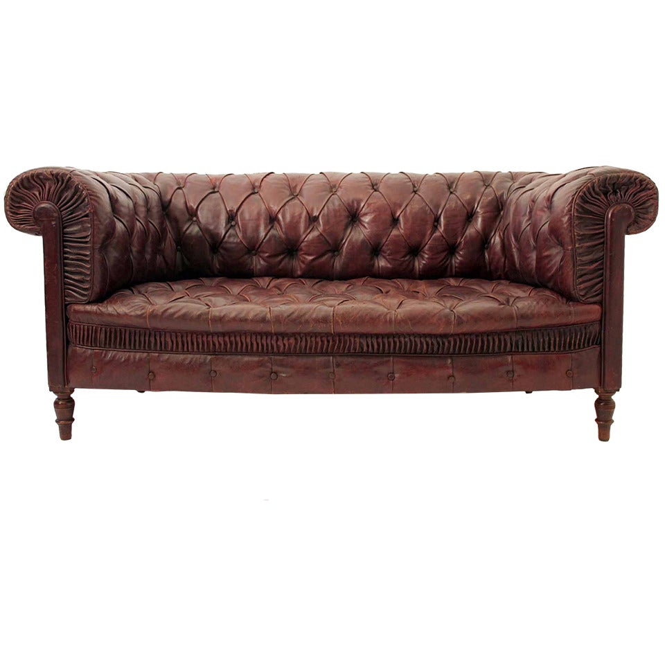 19th Century Red Leather Chesterfield Sofa