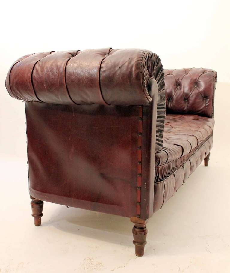 19th Century Red Leather Chesterfield Sofa 3