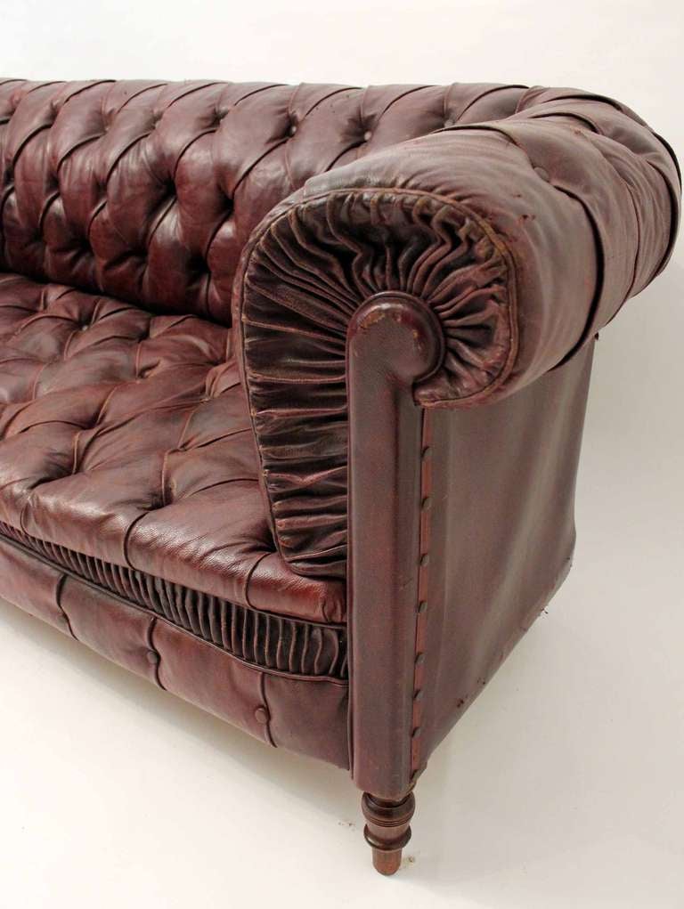 19th Century Red Leather Chesterfield Sofa 2