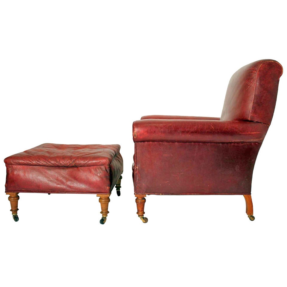 Late 19th Century Moroccan Gentleman`s Chair with Stool For Sale