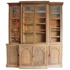 Antique 19th Century Oak Breakfront Bookcase