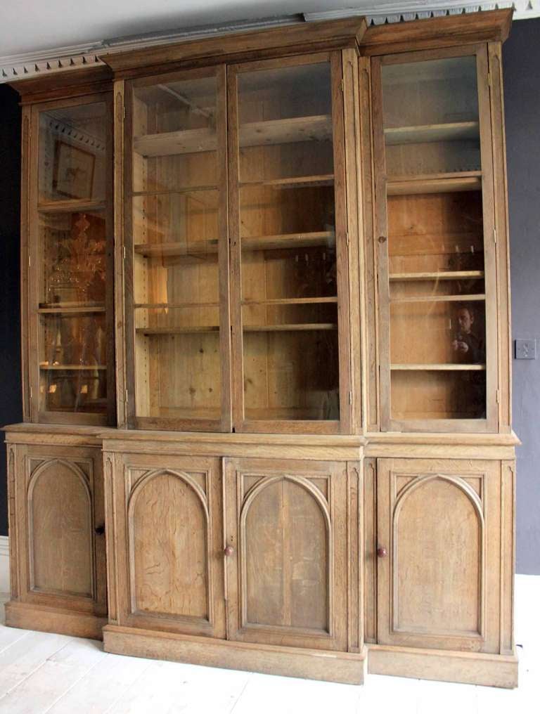 19th Century Oak Breakfront Bookcase