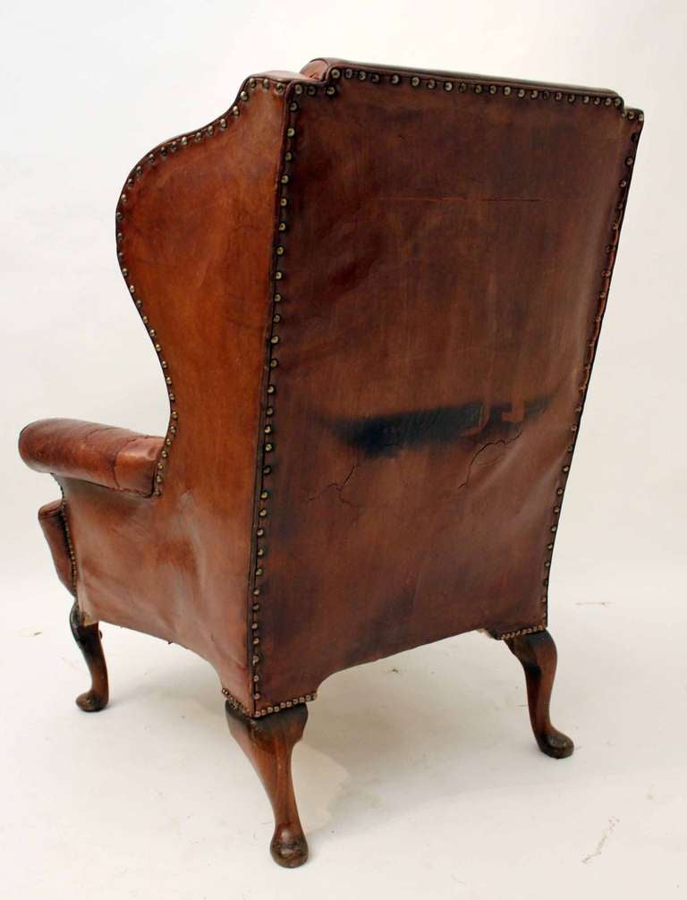 19th Century Leather Wingback Armchair 2