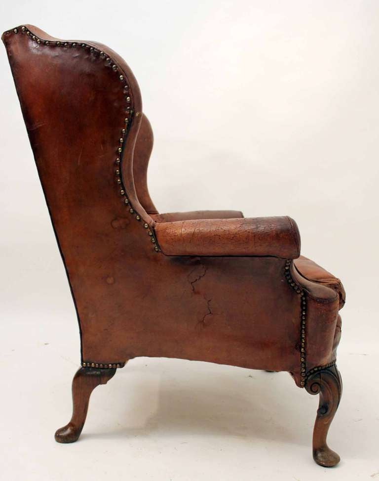 19th Century Leather Wingback Armchair 1