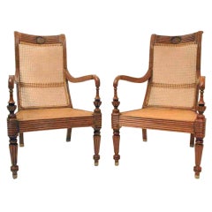 A Pair Of Late 19Th Century Ceylonese Canned Armchairs