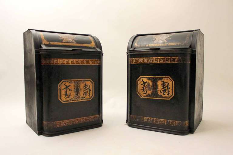American A Pair of Late 19th Century Tea Canisters For Sale