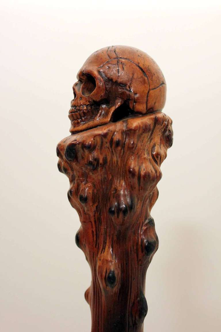 Carved 19th Century Skull Walking Stick