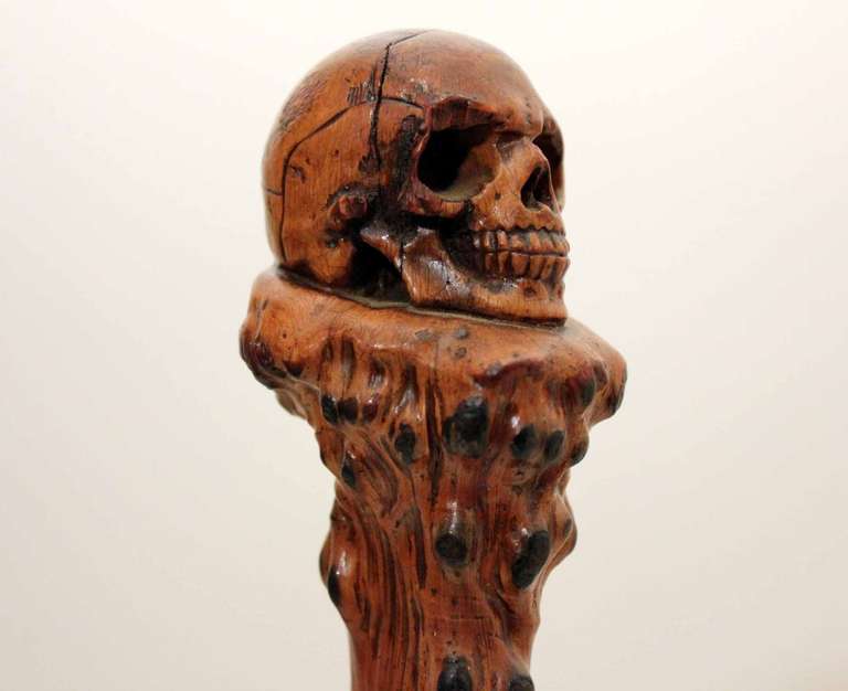 A quite amazing carved skull walking cane,