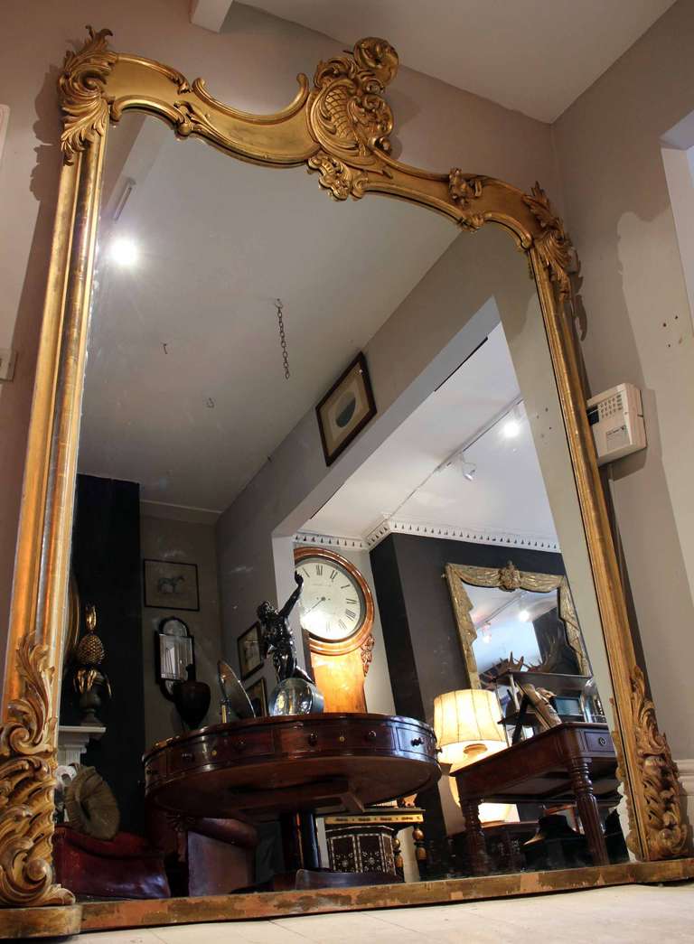 Monumental 19th Century Overmantel Mirror For Sale 4