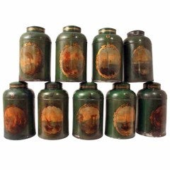 Set of Ten 19th Century Tole Tea Canisters  