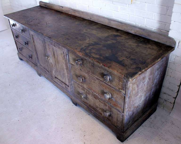 A Large 19th Century Country House Dresser Base In Distressed Condition In Gloucestershire, GB