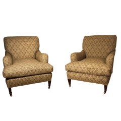 Vintage A Pair Of Large Howard & Sons Armchairs