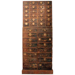 Rare Early 19th Century Pawn Brokers Bank of Drawers
