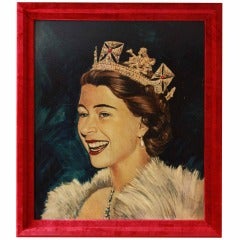 20Th Century Oil On Board H.R.H. Queen Elizabeth