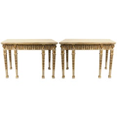 A Pair of 18th Century Style Gilt Console Tables