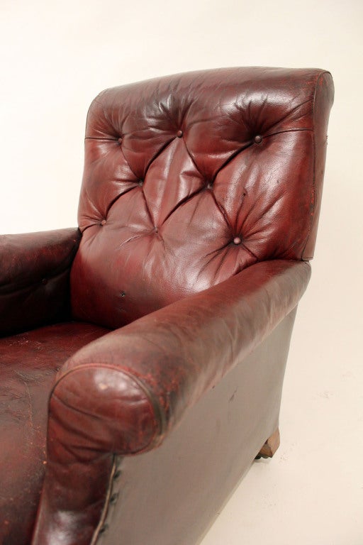 19th Century English Gentleman's Leather Library Chair
