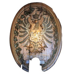 A Large Carved Wooden Memorial Crest