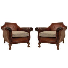 A Pair of 19th Century Gentleman's Leather Club Chairs