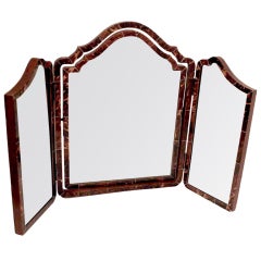 An Edwardian Tortoiseshell Veneered Folding Dressing Table Mirror