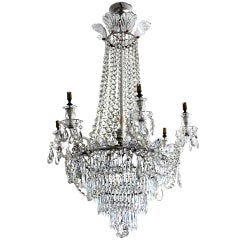 19th Century English Cut Glass Tent And Waterfall Chandelier