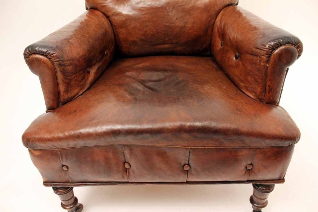 Pair of 19th Century Gentleman's Leather Club Chairs 6