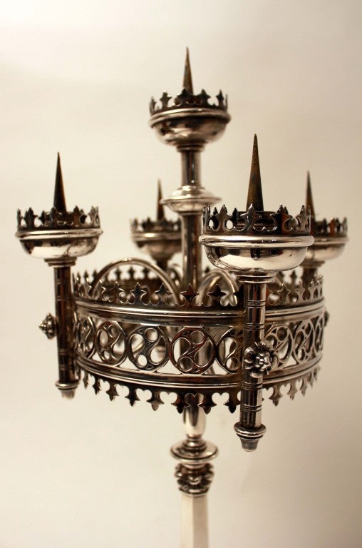 English A Pair Of 19th Century Gothic Revival Candelabra