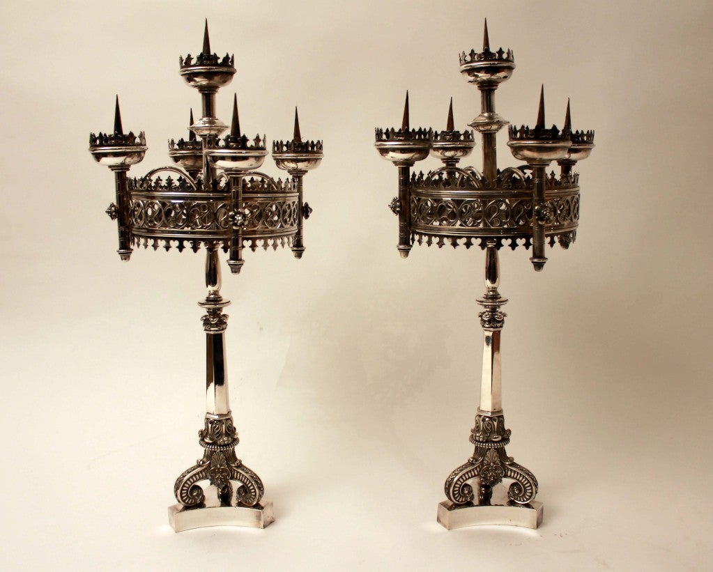A Pair Of 19th Century Gothic Revival Candelabra 3