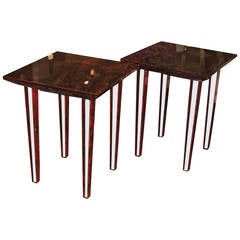 Pair of Acrylic Faux Tortoiseshell Side or Drinks Tables