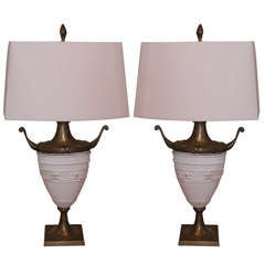 Pair of Chapman Ceramic and Brass Table Lamps