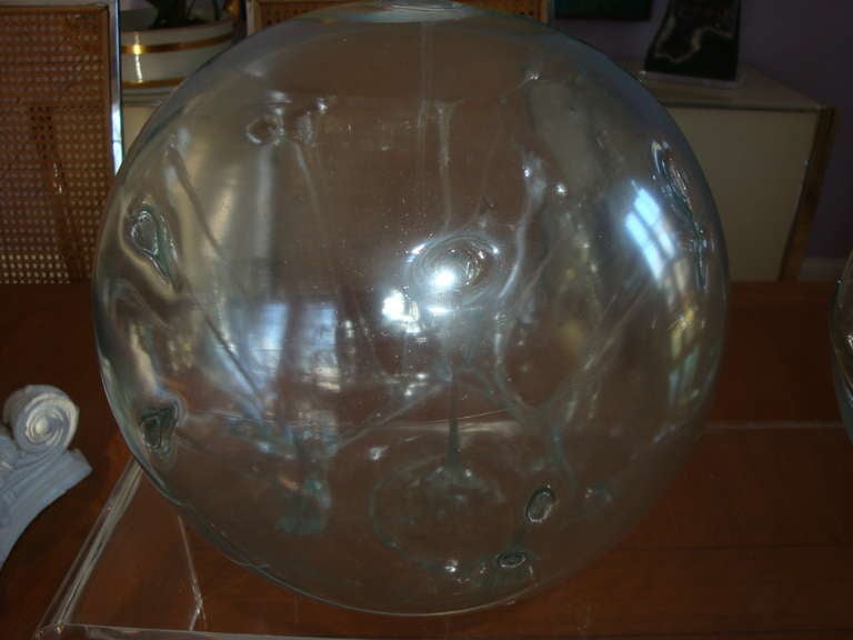 American Three Large Art Glass Spheres by Peter Bramhill