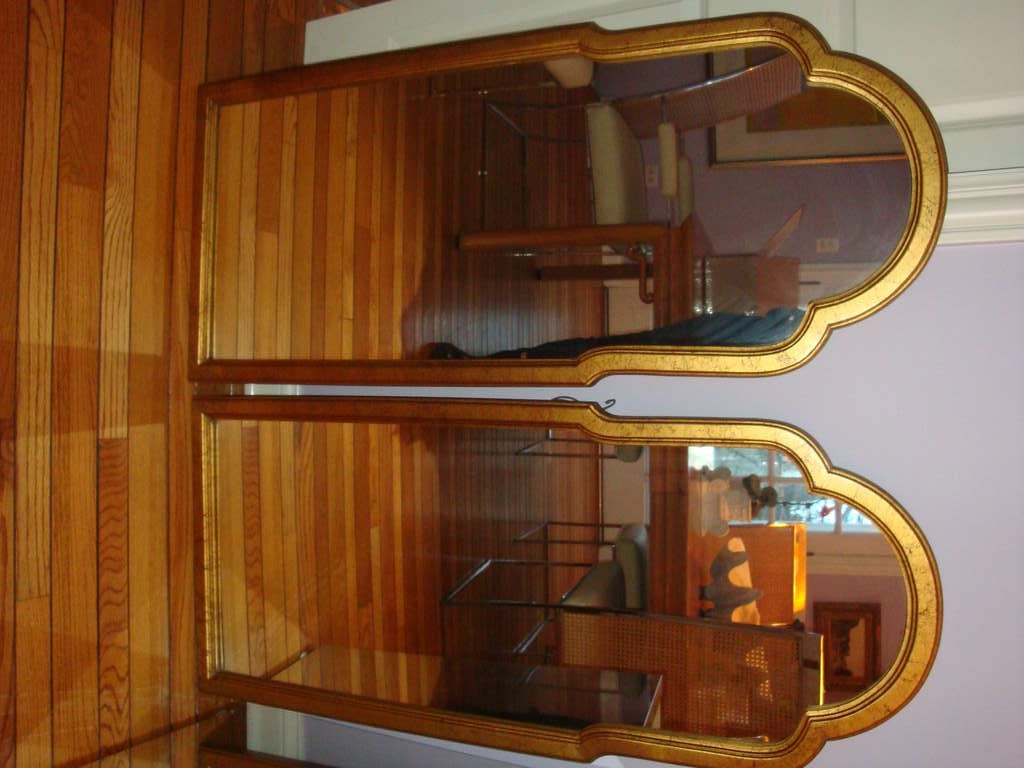 Pair of Mid Century Gold Mirrors at 1stdibs