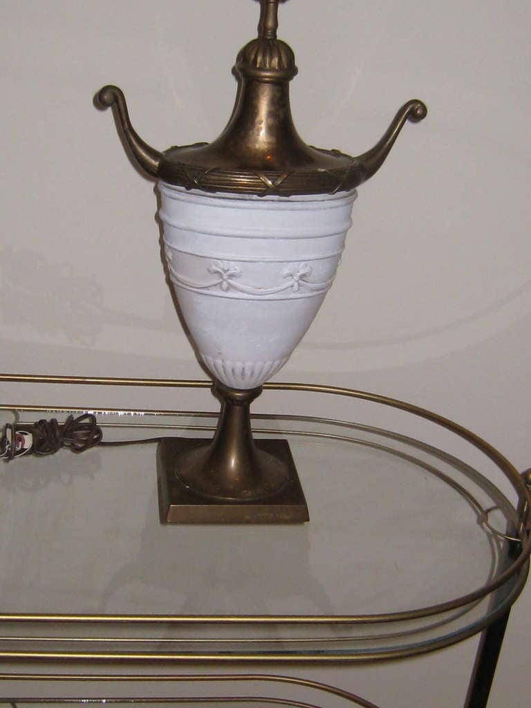 American Pair of Chapman Ceramic and Brass Table Lamps