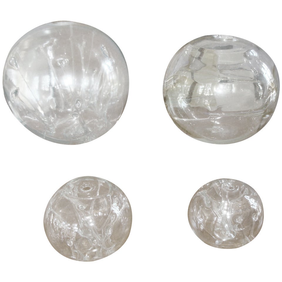 Three Large Art Glass Spheres by Peter Bramhill