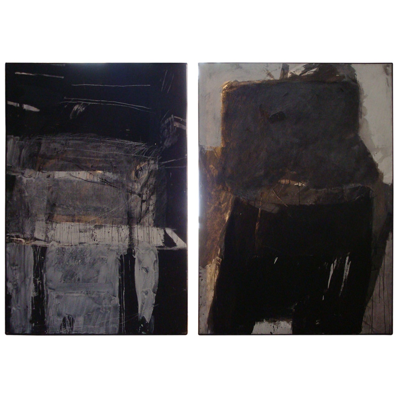 Diptych Abstract Oils by Eric Erickson, 1987