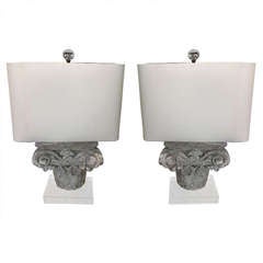Antique Pair of Neo-classical style Stone Lamps