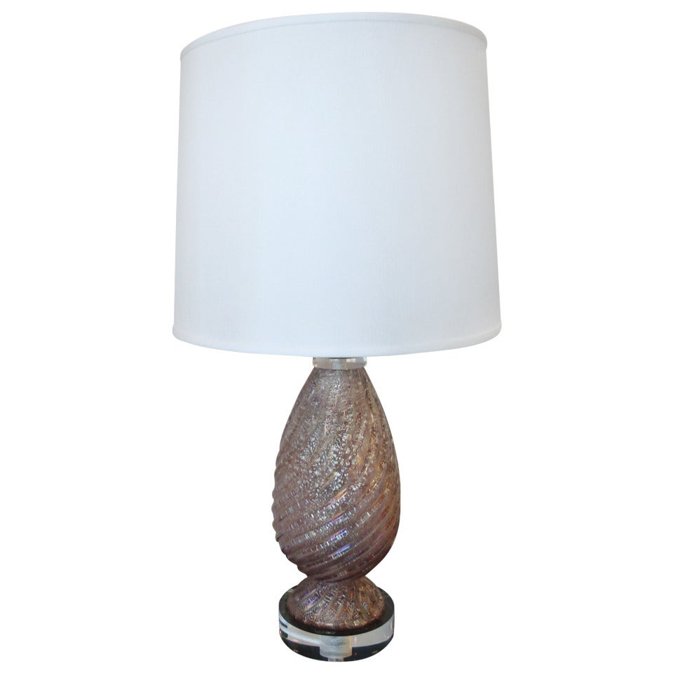 Lavender Murano Glass Lamp For Sale