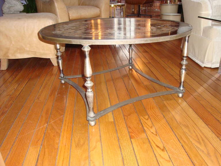 Trouvailles Gold and Silver Leaf Asian Style Table In Good Condition For Sale In Chicago, IL