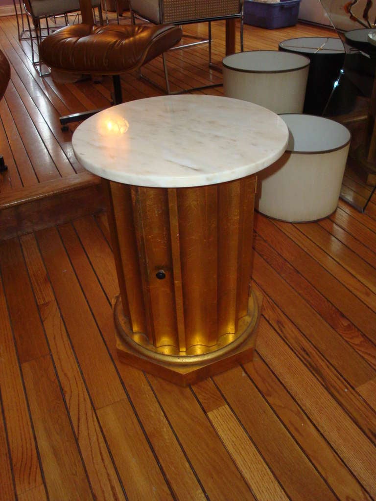 Medallion Limited Gold leaf painted fluted Wood marble top cabinet