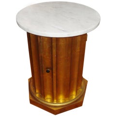 Medallion Limited Gold leaf painted fluted Wood marble top cabinet