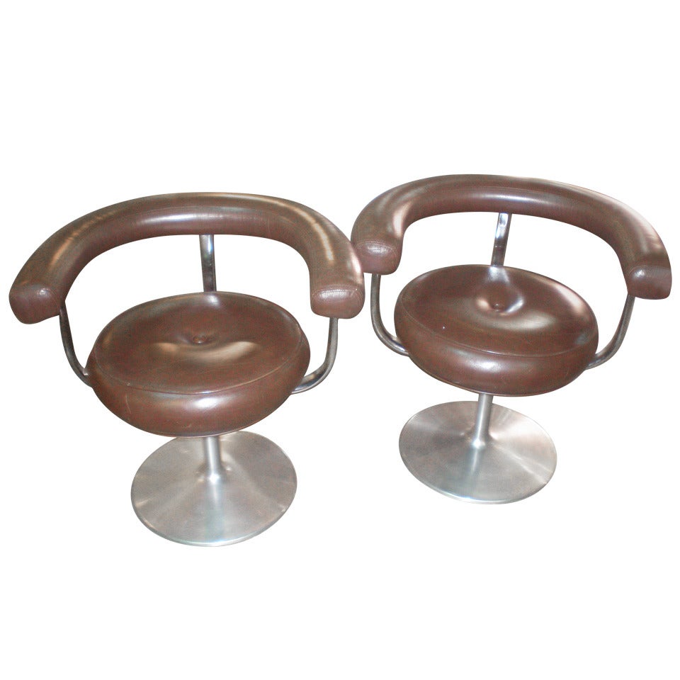 Pair Of Leather And Chrome Chairs